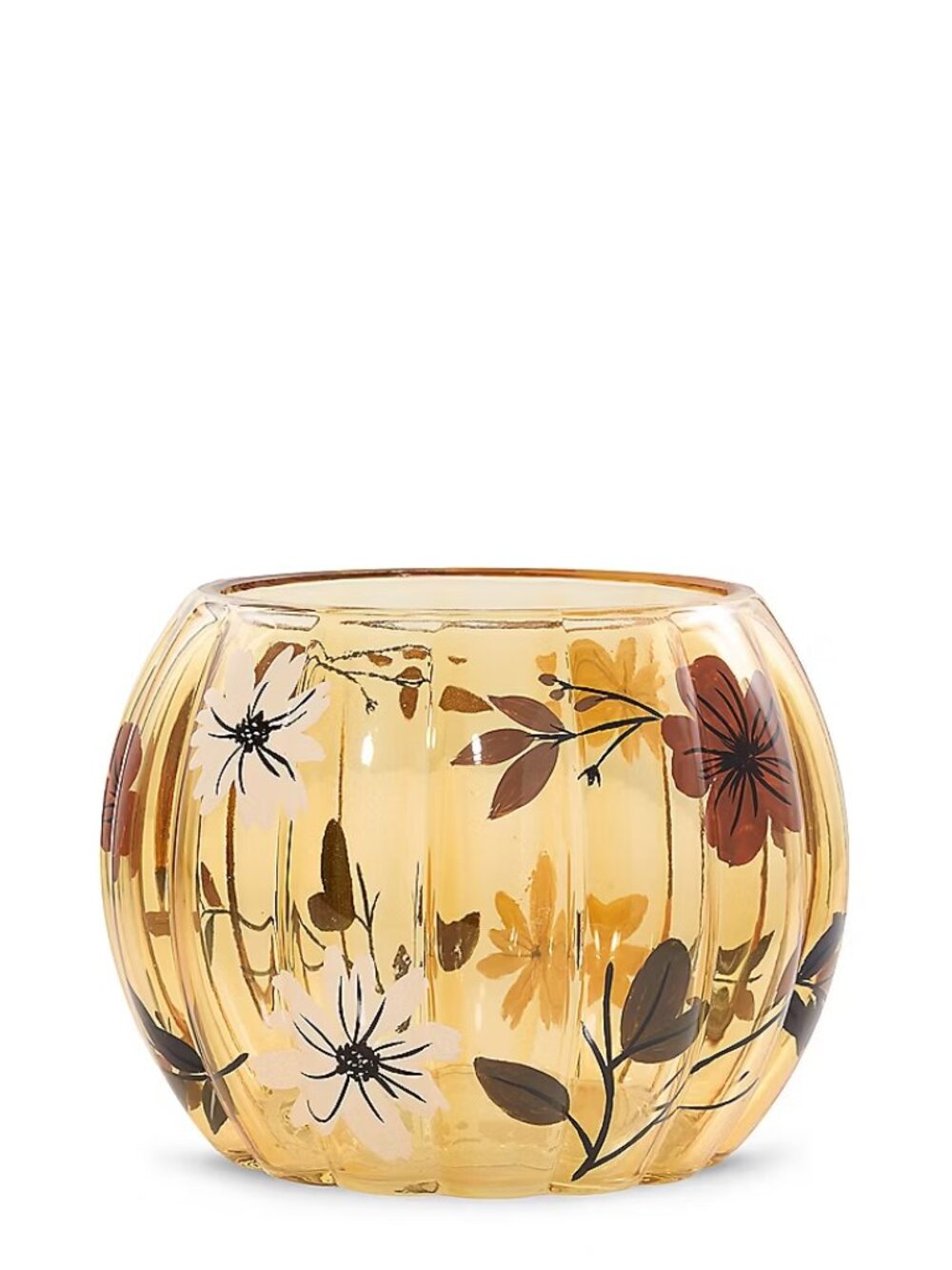 Yankee Candle Flower Pumpkin Glass Candle Holder Pumpkin Shaped Centerpiece NIB